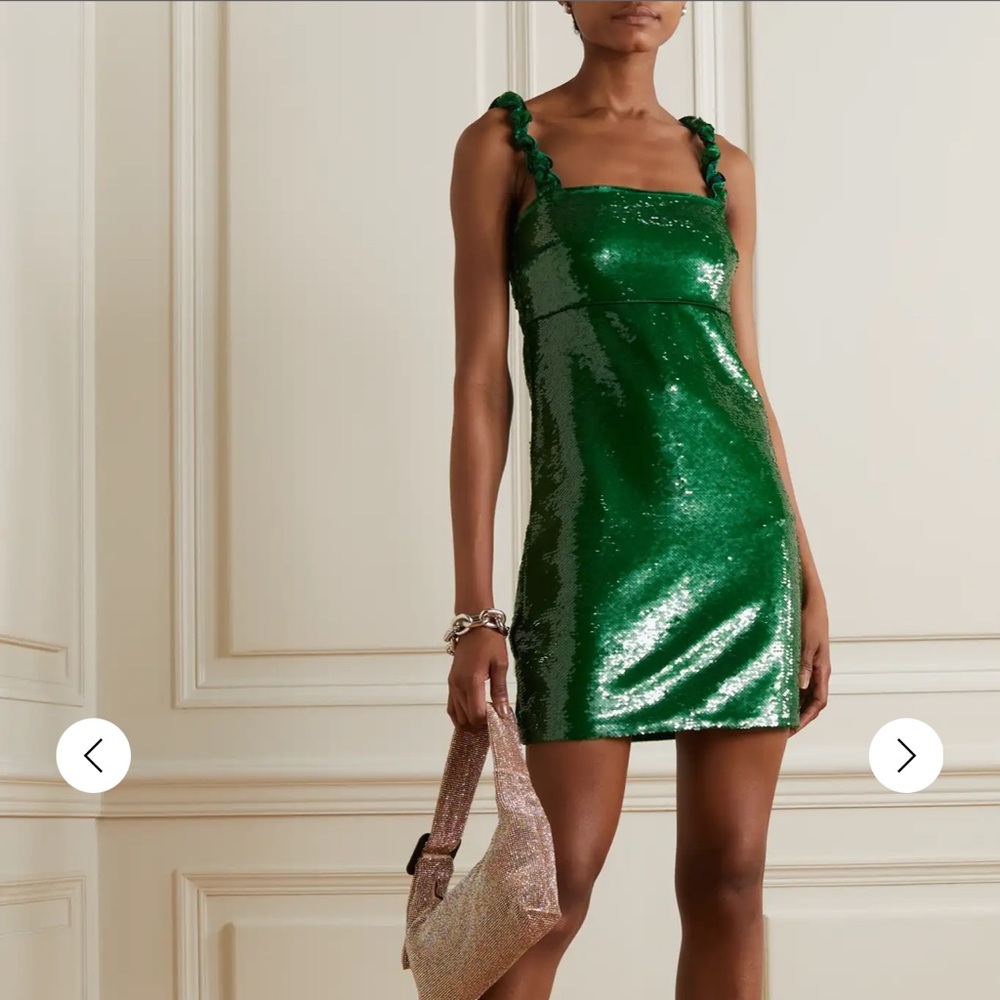 GANNI Twisted sequined satin mini dress NWT